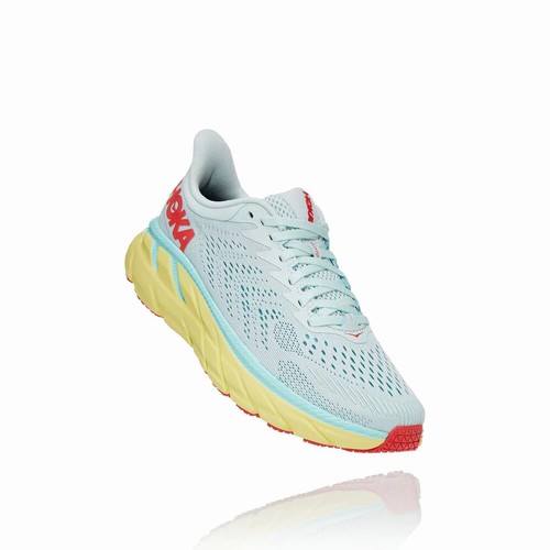 Hoka One One CLIFTON 7 Road Running Shoes For Women India Grey/Green/Red IN-1847